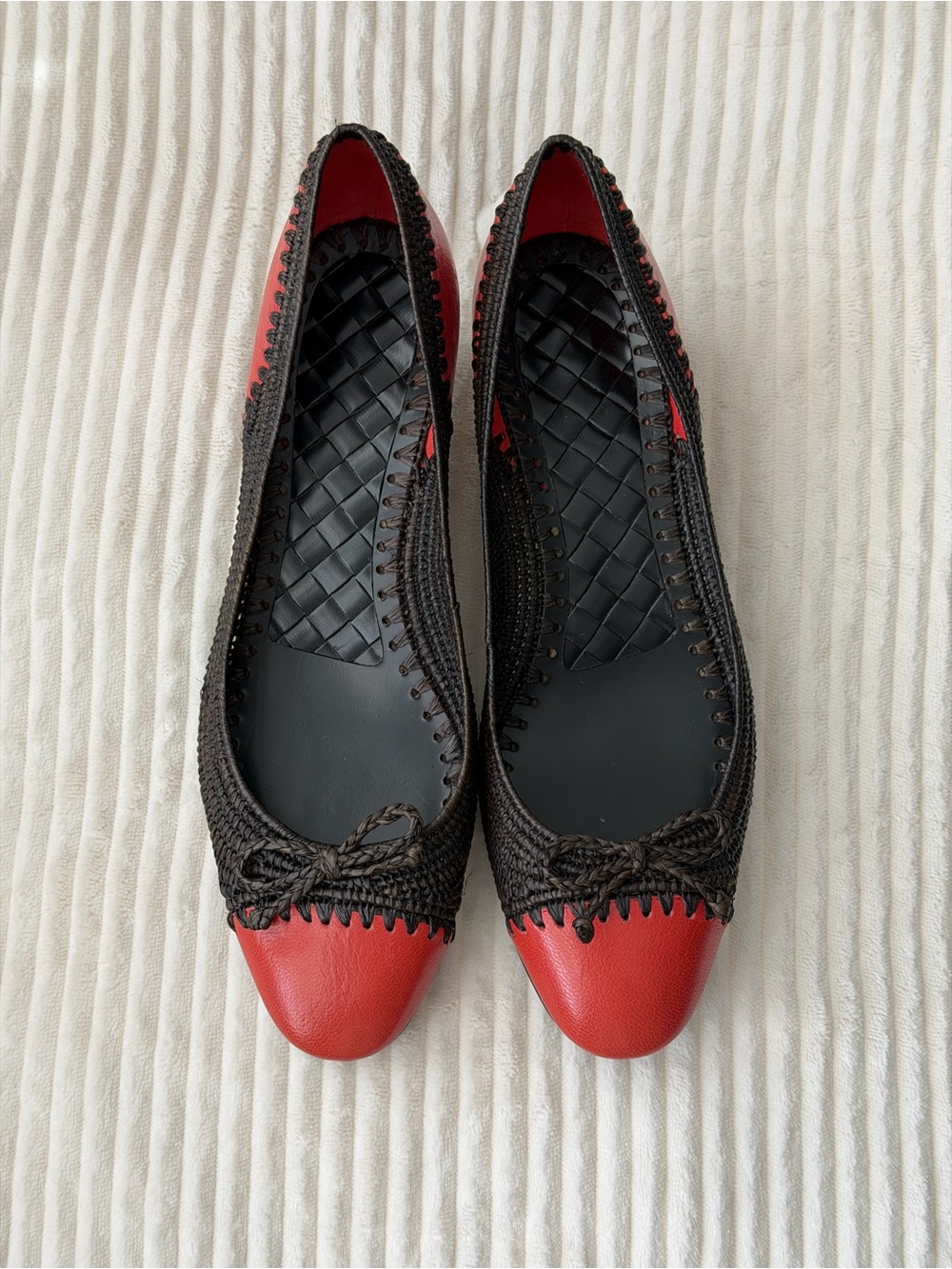 Bottega Veneta Resort 2014 Black Raffia & Leather Low Heel Pumps